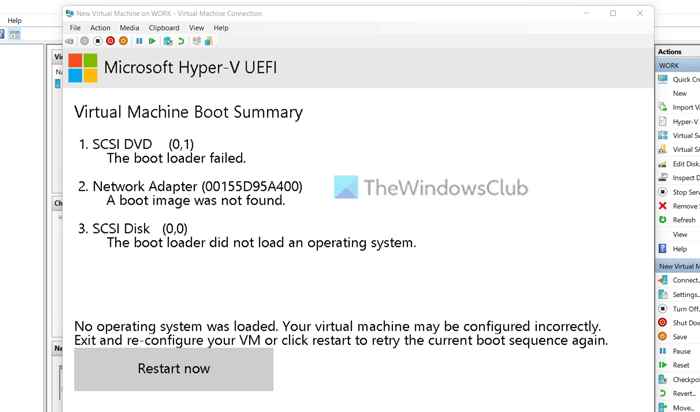 آموزش رفع خطای No operating system was loaded در ماشین مجازی Hyper-V